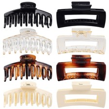 8 Pack Transparent Rectangular Claw Clips Hair Clips for Women Girls Set