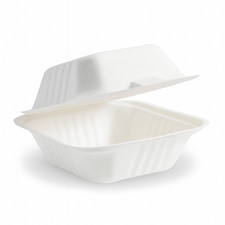 Biodegradable Bagasse Clamshell Boxes Heavy Duty Takeaway Food Containers 50 Pcs