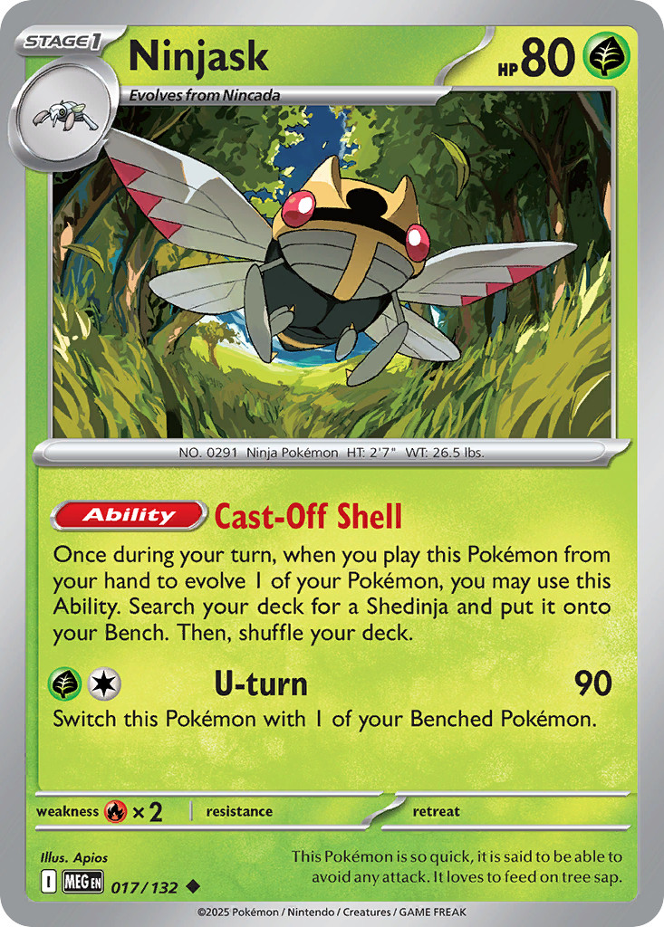 Ninjask 017/132 Uncommon Mega Evolution Pokemon NM Apios