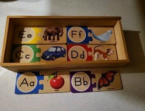 Melissa & Doug Self-Correcting Wood Alphabet Learning Puzzle Box