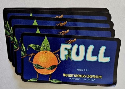 Lot of 30 Vintage FULL Orange Crate Labels Waverly FL