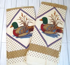 2 Duck Kitchen Dish Hand Towels Sayco Screen Print Vintage 1983 New Terry R1