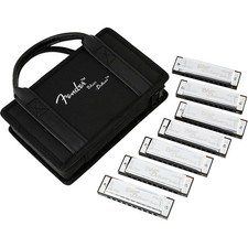 Fender Blues Deluxe Harmonica Set 7-Pack with Case, Keys of C,G,A,D,F,E and Bb 