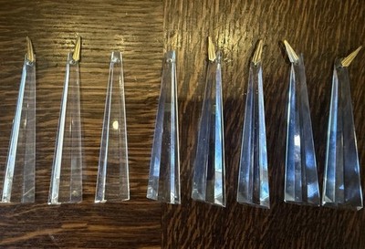 Sechseck schräg Prisma klar facettiert Kristallglas Lampe Kronleuchter Art Deco