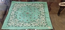 Vintage Turquoise Bandana Hankerchief USA 100 Cotton Paisley Design