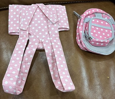 Pottery Barn Baby Carrier For Dolls & Small Doll Backpacks Pink Polka Dots EUC