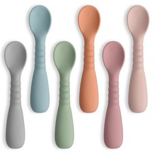 Silicone Baby Feeding Spoons 6 Pack Soft Training Spoons for Babies Toddlers