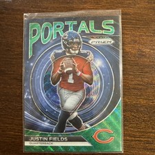 2023 Panini Prizm: Portals Prizms Green Wave #PO-7 Justin Fields - Bears