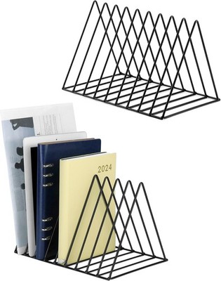 QWORK  2er Set Dreieckiger Buch-Organizer 9 Fächer Zeitschriftenständer Holz