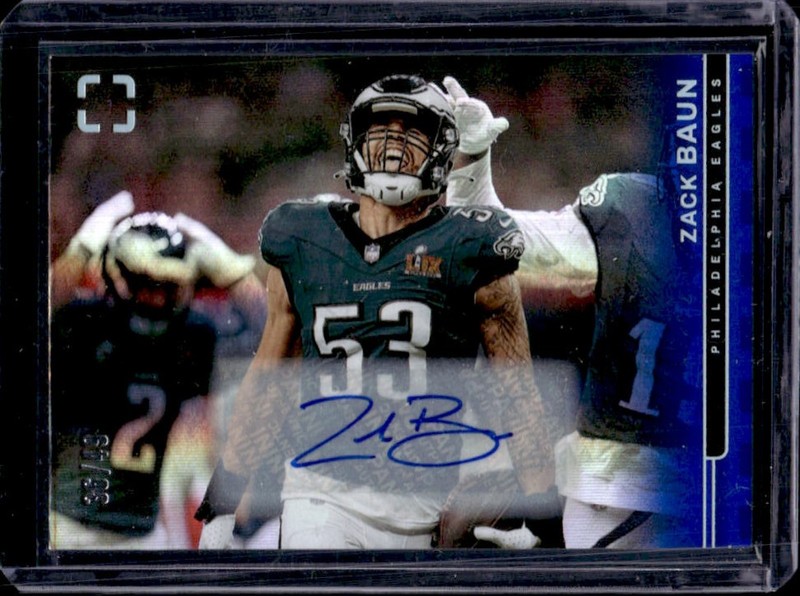 2025 Panini PhotoGenic Zack Baun Auto Autograph Horizontal Blue #/49 Eagles