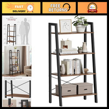 4-Tier Ladder Shelf Bookcase Storage Shelves, 22In Tall, Modern Home Decor