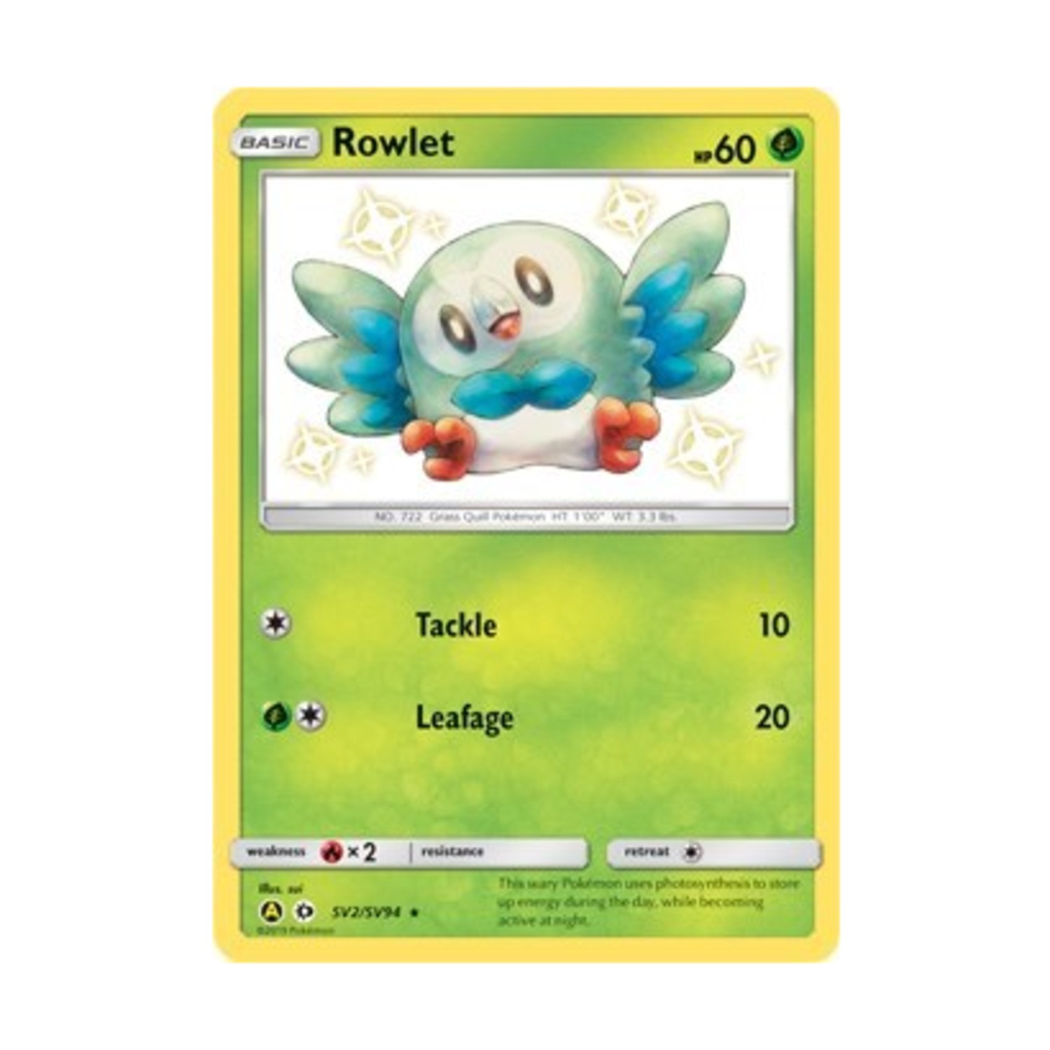 Pokemon Hidden Fates Rowlet (SHR) #SV2/SV94 (Holo) NM