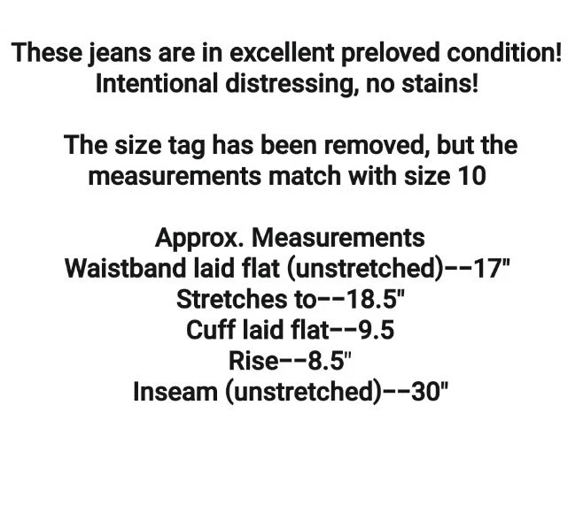 HINT Jeans Size 10 11 Boot Cut Low Rise Blue Denim Raw Hem Distressed Stretch  - Image 2 of 4