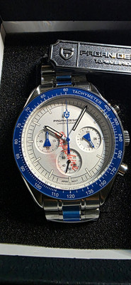 Pagani Design PD-1701 Chronograph Men's V63 Qrtz Movement  Blue Bezel White Face