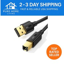 Durable USB Printer Cable - 6.6 FT with Gold-Plated Connectors for Reliable Use