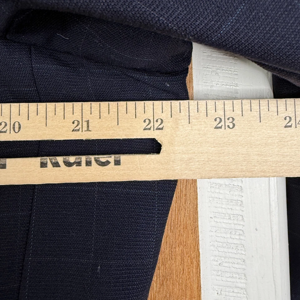 Hart Schaffner Marx Suit Mens 44L Navy Blue 3 Button 100% Wool Windowpane 38x28 - Image 3 of 4