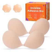 Sticky Push Up Strapless Adhesive Bra for Women, Backless Invisible Bra