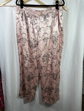 Gilligan O'Malley Womens Satin Lounge Sleep Pajama Pant Pink Floral XL