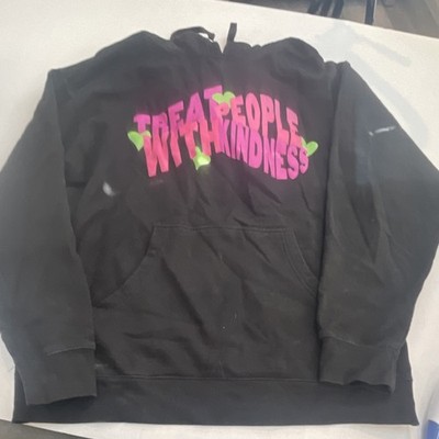 Harry Styles Treat People With Kindness Black Graphic Hooded Pullover Hoodie L