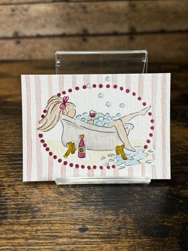 ACEO Hand Painted Tub Self Care Watercolor Art Faithpaints Original
