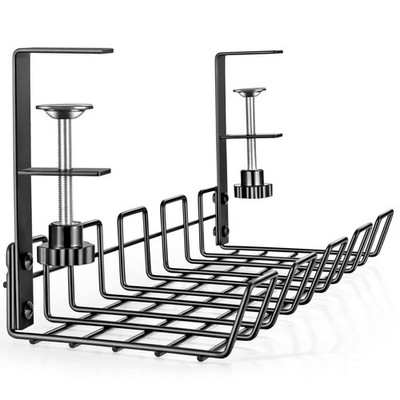 Under Desk Cable Management Tray Organizer for Cord Wire Desk Table Rack No Dril