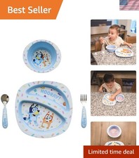 Charming Bluey 4-Piece Toddler Dinnerware Set - BPA Free Dishwasher Safe