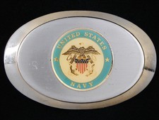RG11106 VINTAGE 1970s UNITED STATES NAVY MILITARY BELT BUCKLE