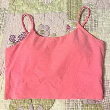 Pink Padded Lightly Lined Spaghetti Strap Longline Sports Bra Size S