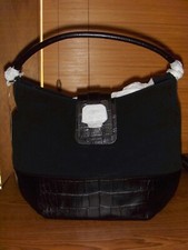 Talbots Black Suede/croco Handbag