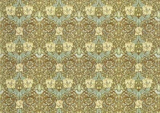 Dollhouse Wallpaper William Morris Art Nouveau Brown Teal Floral 1:12 Scale