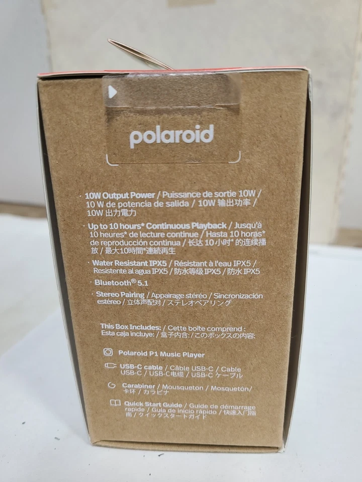 Alto-falante Bluetooth portátil Polaroid P1 com mosquetão (preto e branco) - Imagem 4 de 4