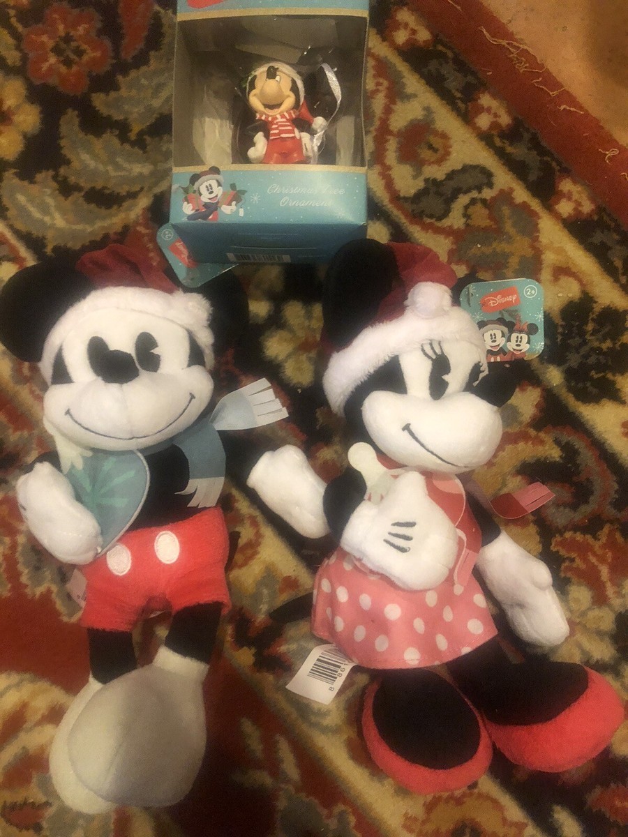 Santa Mickey And Minnie Mouse Christmas Inch Plush Set Hallmark Ornament