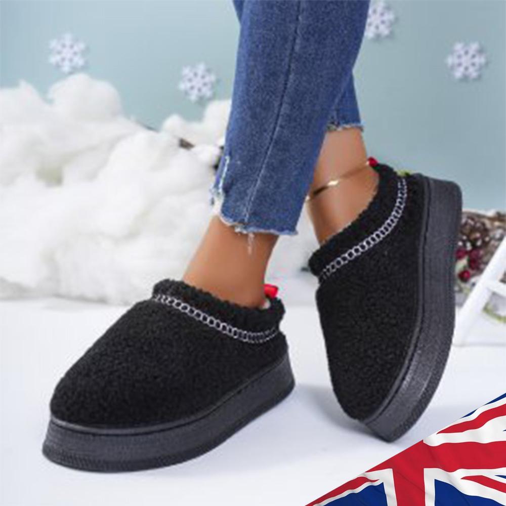 SAOLA Pantofole platform foderate in pile soffici ciabatte da casa suola spessa per donna