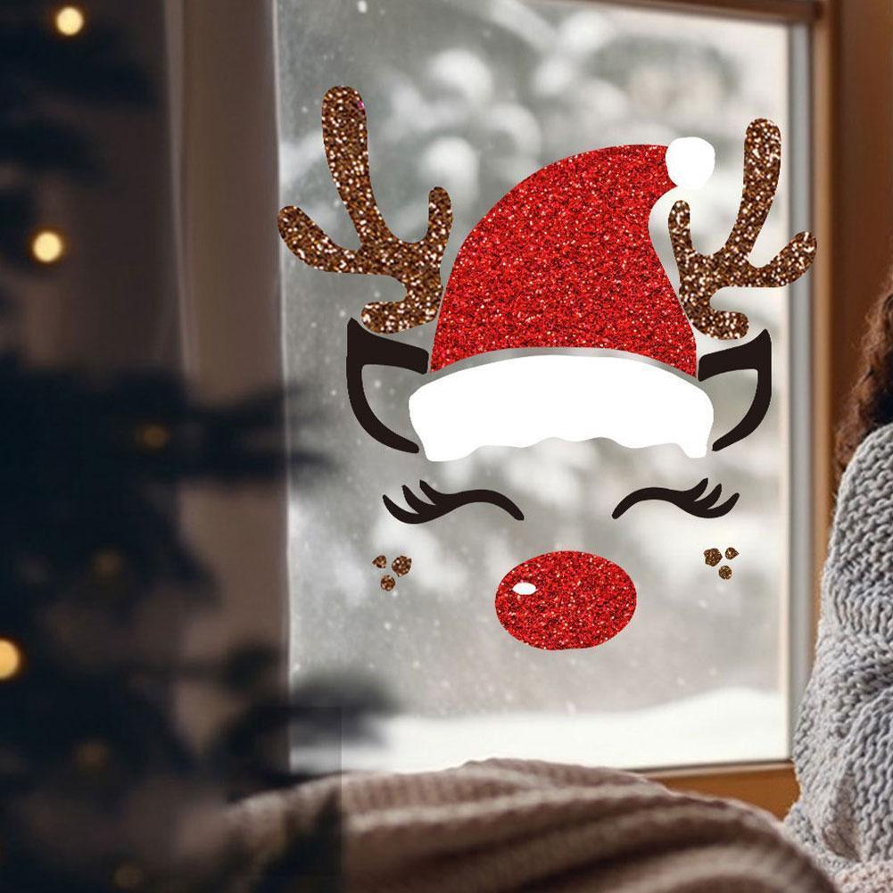 Christmas decoration door stickers elk Christmas tree snowman cartoon felt.