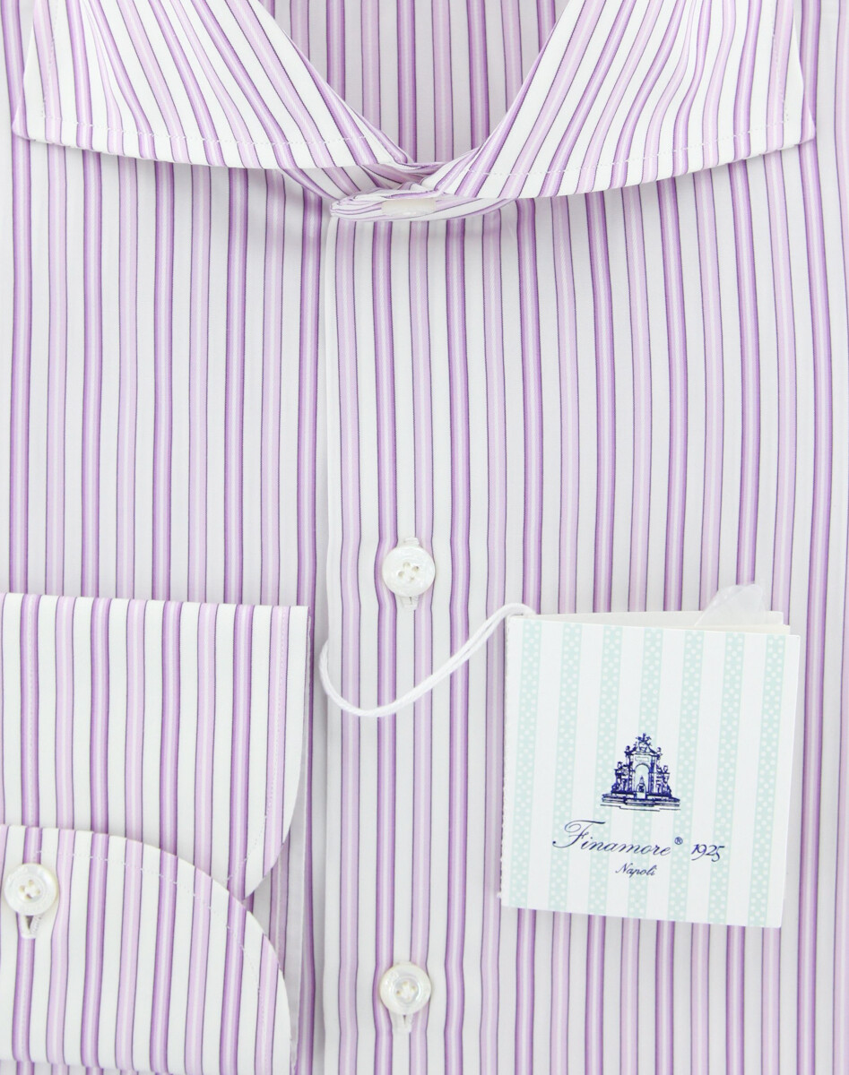 Finamore Napoli Lavender Striped Shirt - Slim - 15/38 - (FN824171