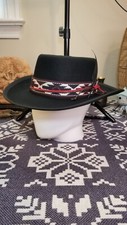 100 Wool Retro Desperado Outlaw Western Style Fedora Hat w Native American Band