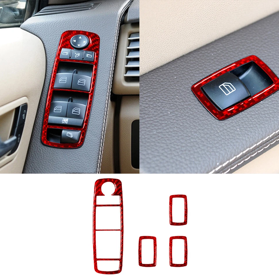 45Pcs For Mercedes-Benz R320/350 Red Carbon Fiber Full Interior Kit Cover Trim - Image 2 of 4