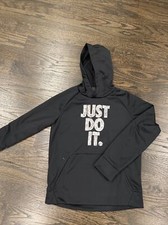 Nike Youth Size M Pullover Sweatshirt Hoodie  Just Do It  Black  White