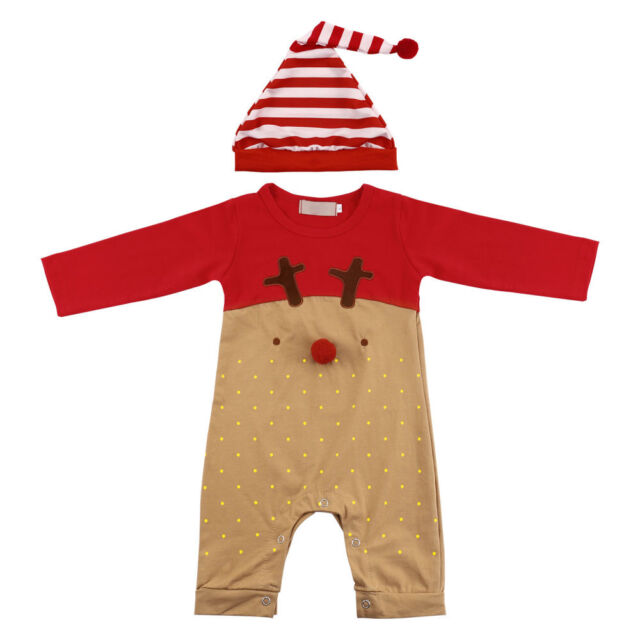Roter Nasenkarikatur-Bodysuitsatz Neugeborenes Baby Weihnachtsset