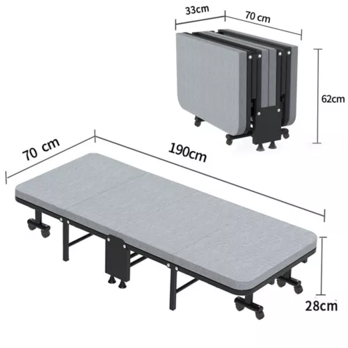 Heavy Duty Folding Bed Rollaway Guest Bed Fold up Sleeper Bed With Mattress 190 - Picture 3 of 13