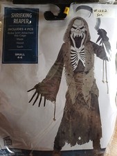 Shrieking Reaper Halloween Costume Size Small 4 - 6 Child Skeleton Grim Reaper