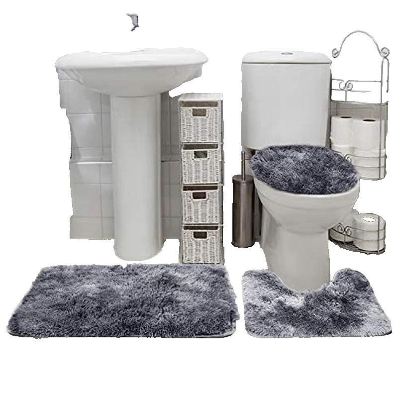 Черные флисовые коврики для ванной, ковры и чехлы для унитаза