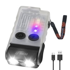 BORUiT Mini Pocket LED Flashlight Torch Keychain Light USB Rechargeable Lamp