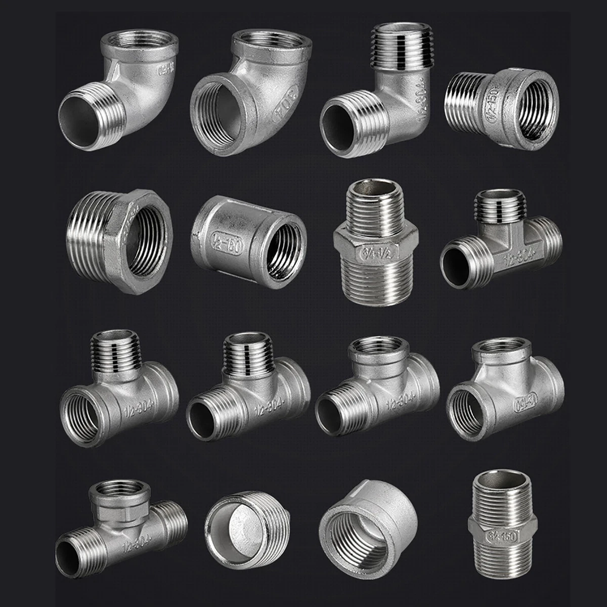 BSP Stainless Steel Pipe Fittings Adapter Connector Nipple Elbow Tee Cross Bush