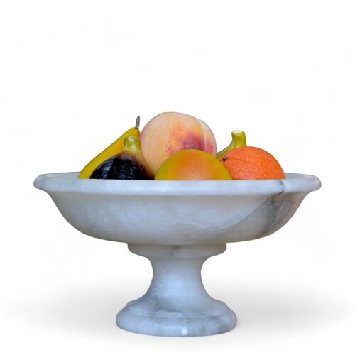 Centrotavola Decorativo in Alabastro Piatto Vassoio Marble Design Home Ø 25cm - Photo 2 sur 5