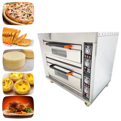 Commercial Two-layers Four Plate Electric Heating Oven Pizza/Bread/Cake 220V 3PH