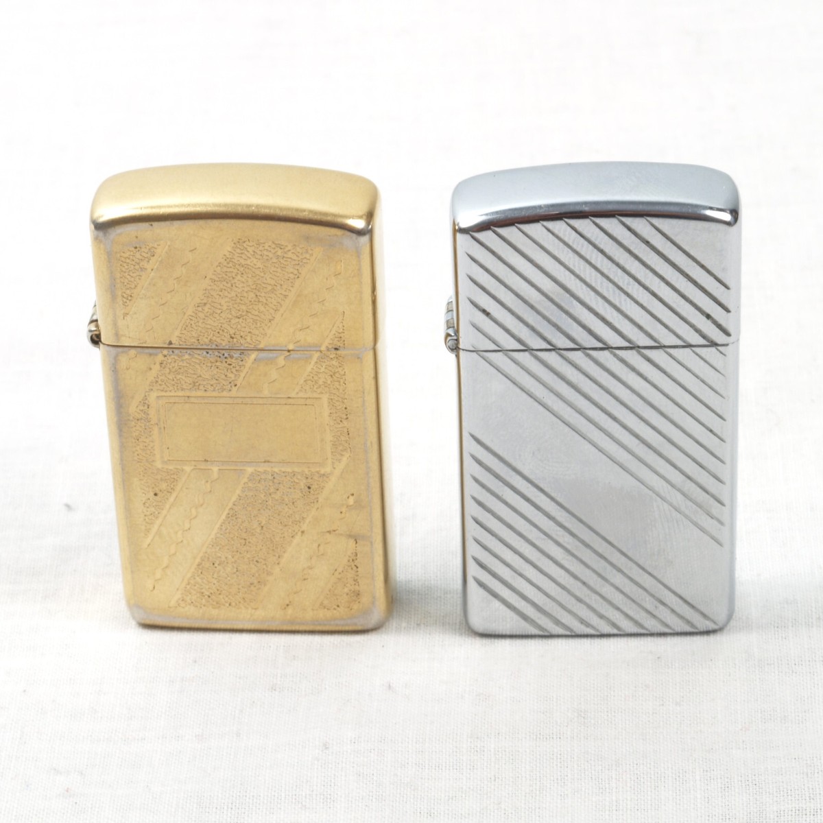 Lot 2 Zippo Slim Lighters Diagonal Stripes 1990 1994 USA | eBay