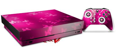 Skin for XBOX One X Console Controller Bokeh Butterflies Hot Pink Decal