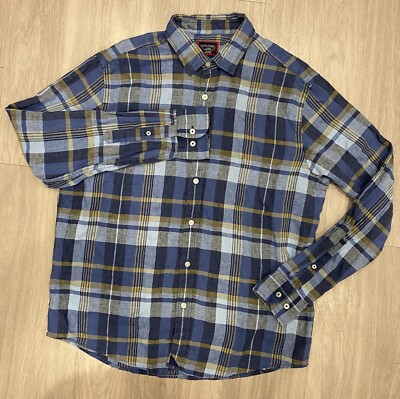 Untuckit 100% Linen Button Down Shirt Wrinkle Resistant Men's Size Large Blue