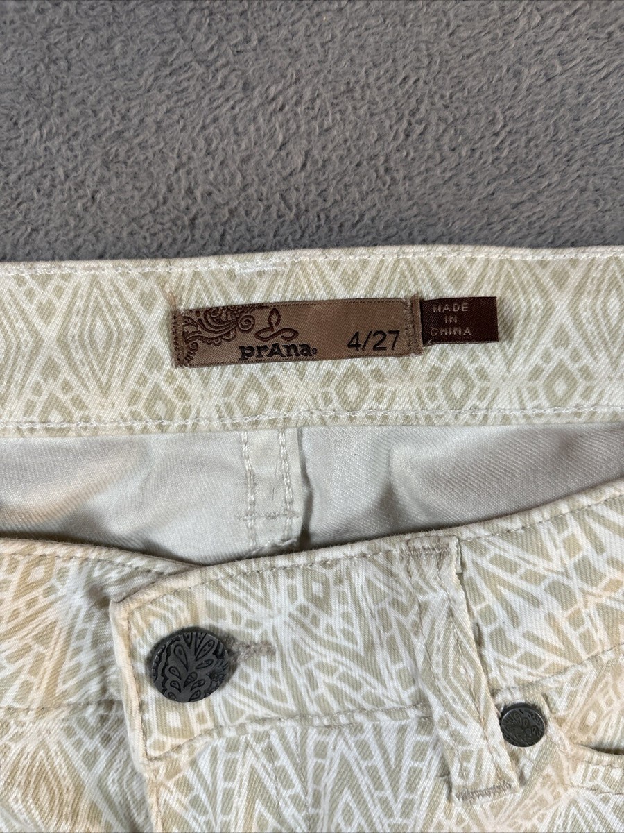 PrAna Jeans Womens 2 / 27” Cream Geometric Print Light Color